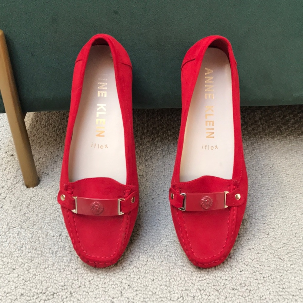 Red Suede Anne Klein Loafers
